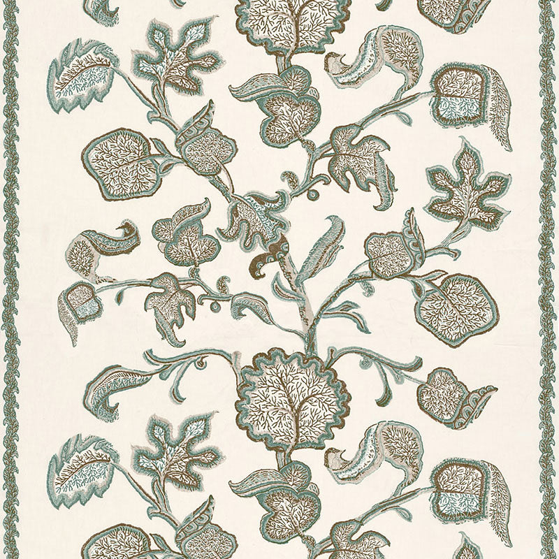 Schumacher PALAMPORE BLOCK PRINT TEAL Fabric | Atlanta Fabrics