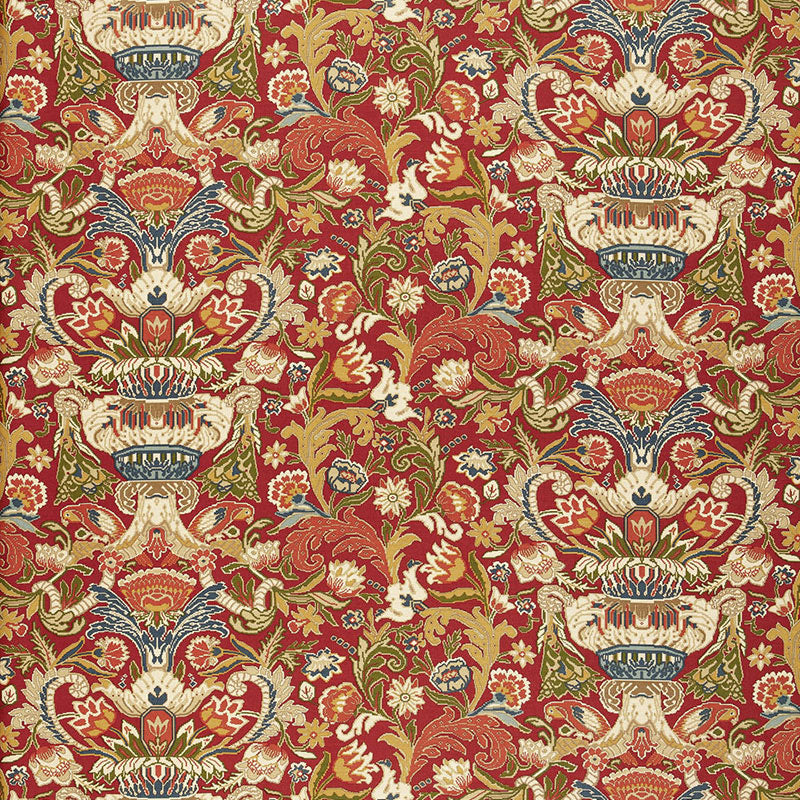 Schumacher EGERTON TAPESTRY PRINT SCARLET Fabric | Atlanta Fabrics