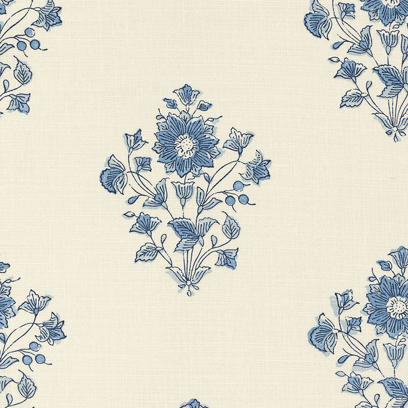 Schumacher BEATRICE BOUQUET INDIGO Fabric | Atlanta Fabrics