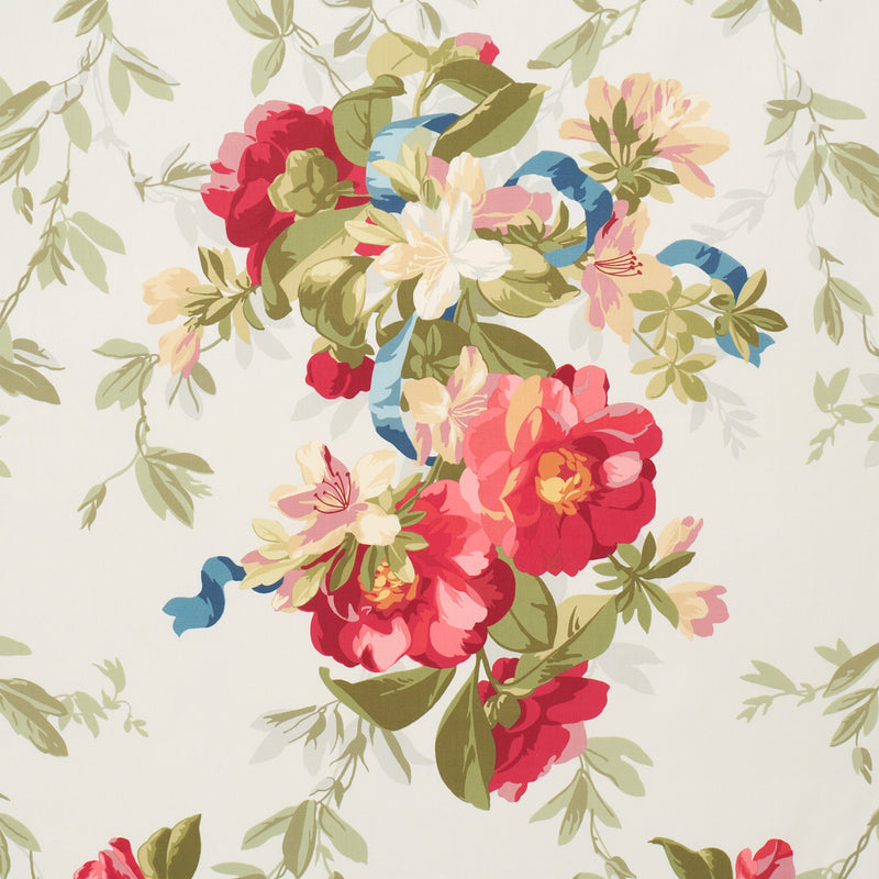Schumacher ELLESMERE RIBBON FLORAL AQUA  | Atlanta Fabrics