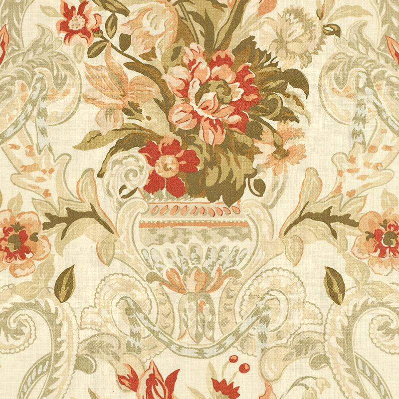 Schumacher AYLESBURY VASE CORAL Fabric | Atlanta Fabrics