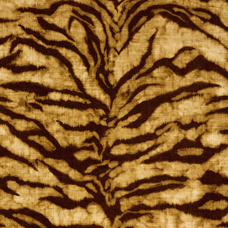 Schumacher TIGRE LINEN PRINT GOLDEN BROWN  | Atlanta Fabrics