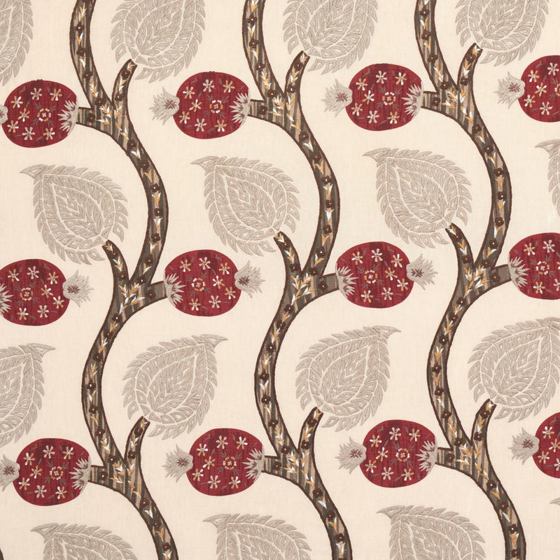 SCHUMACHER Nurata Embroidery STONE FABRIC | Atlanta Fabrics