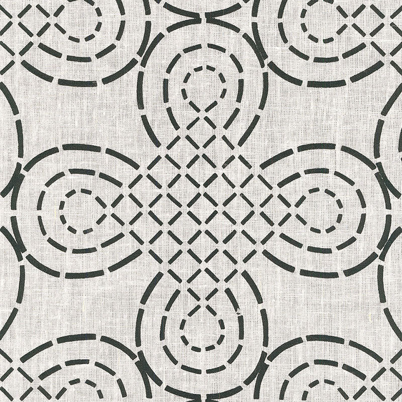Schumacher TRELLIS KNOT IVORY & ONYX Fabric | Atlanta Fabrics