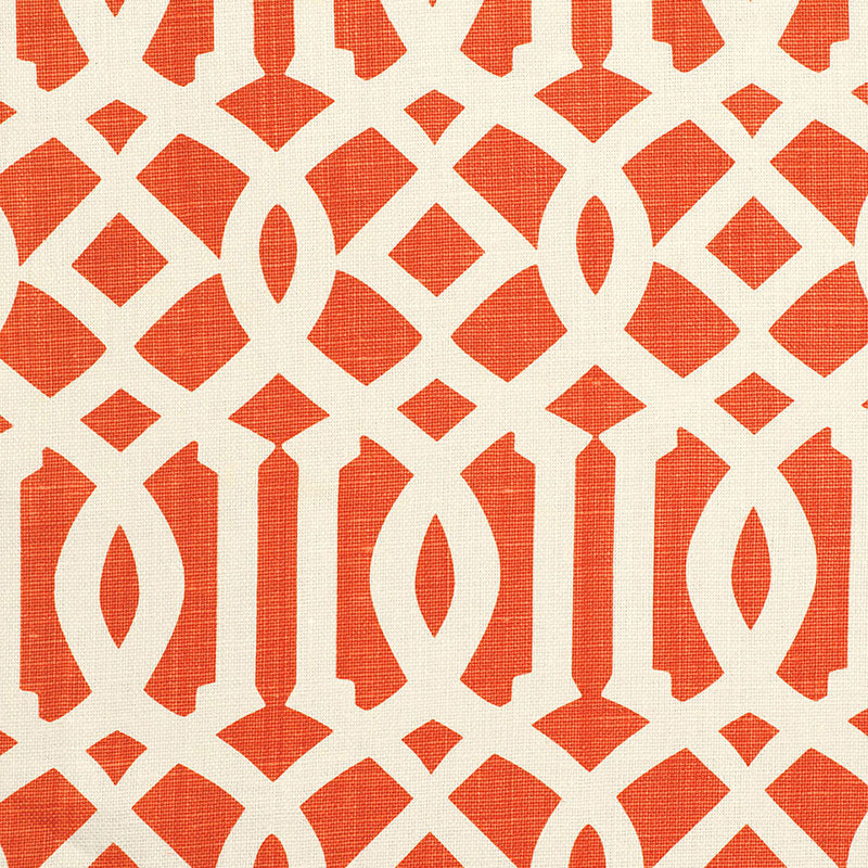 Schumacher IMPERIAL TRELLIS II IVORY /MANDARIN Fabric | Atlanta Fabrics