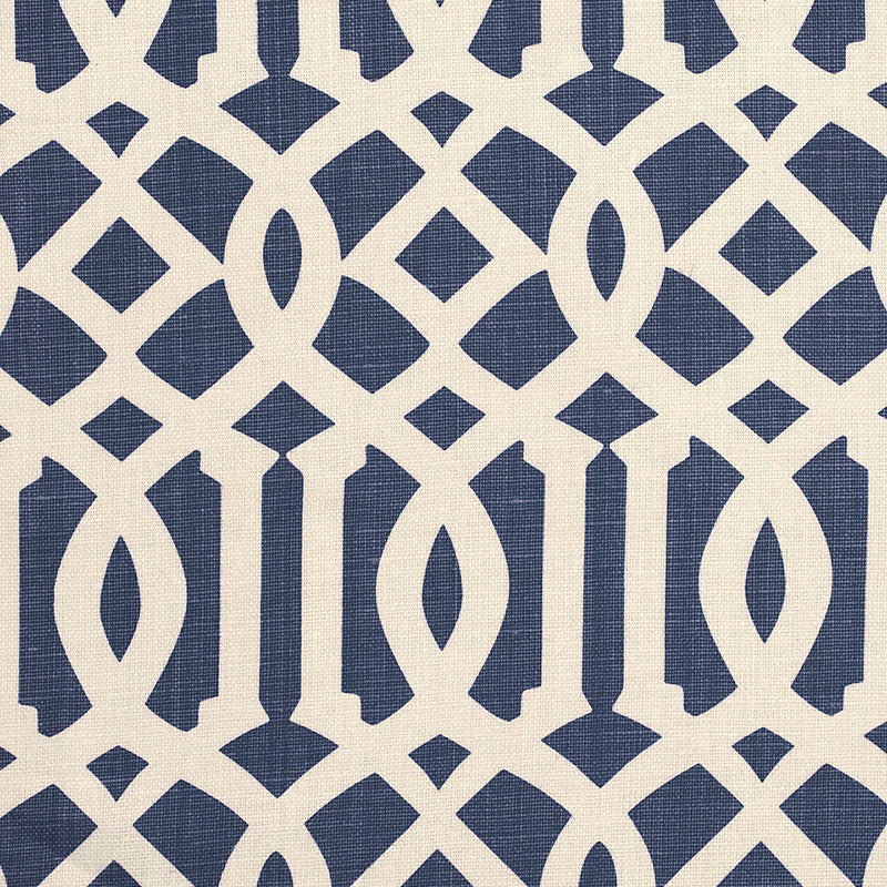 Schumacher IMPERIAL TRELLIS II IVORY /NAVY Fabric | Atlanta Fabrics