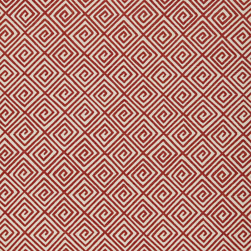 SCHUMACHER GREEK KEY RUBY FABRIC | Atlanta Fabrics