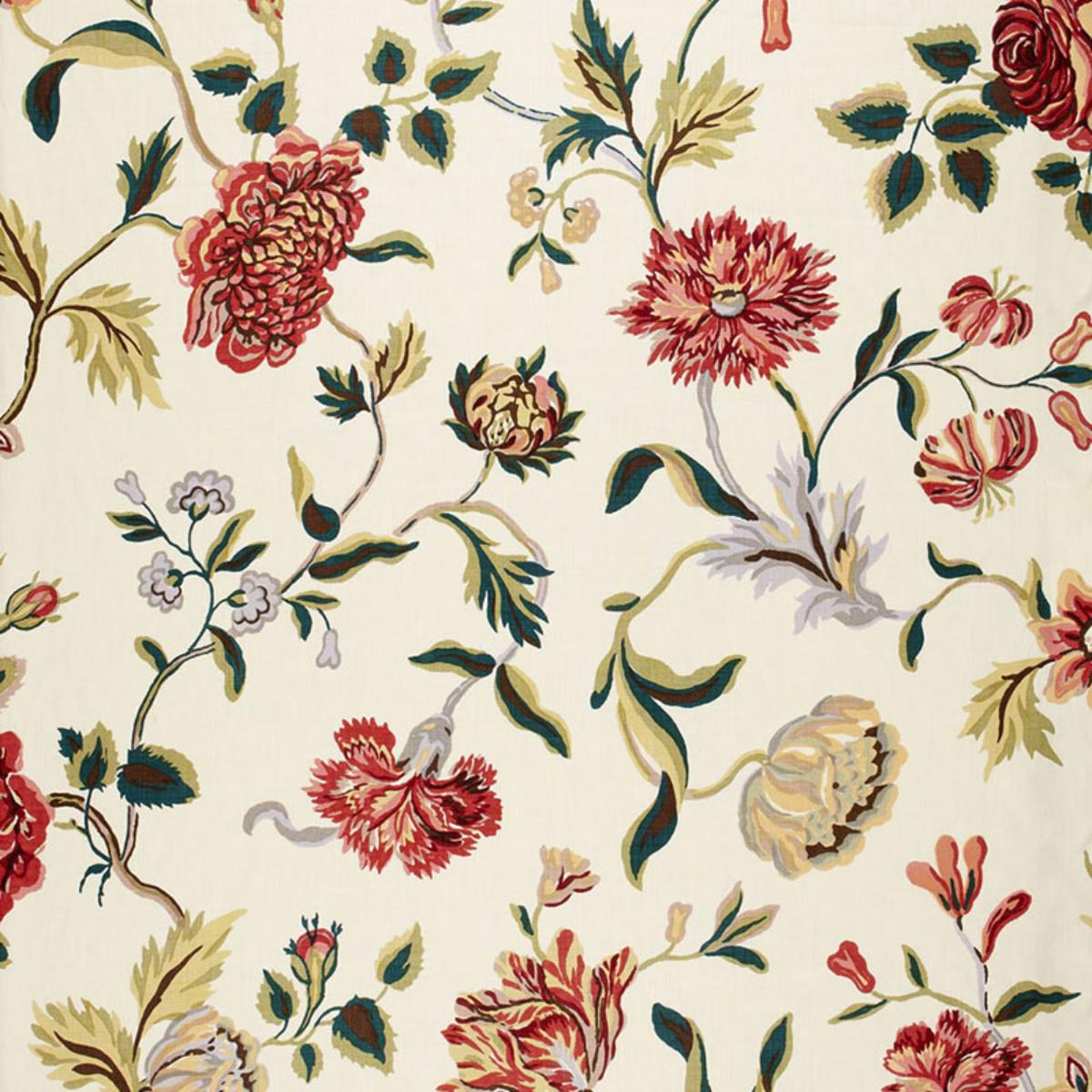 SCHUMACHER AVEBURY FLORAL VINE DOCUMENT ROSE FABRIC | Atlanta Fabrics