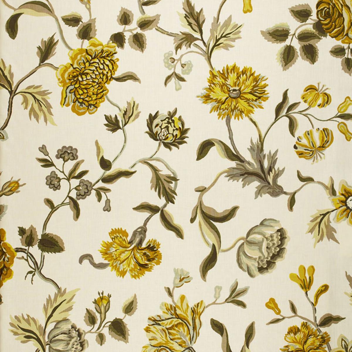 SCHUMACHER AVEBURY FLORAL VINE CITRINE FABRIC | Atlanta Fabrics
