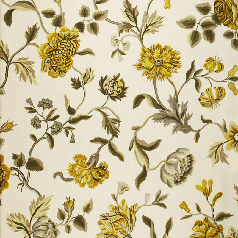 SCHUMACHER AVEBURY FLORAL VINE CITRINE FABRIC | Atlanta Fabrics