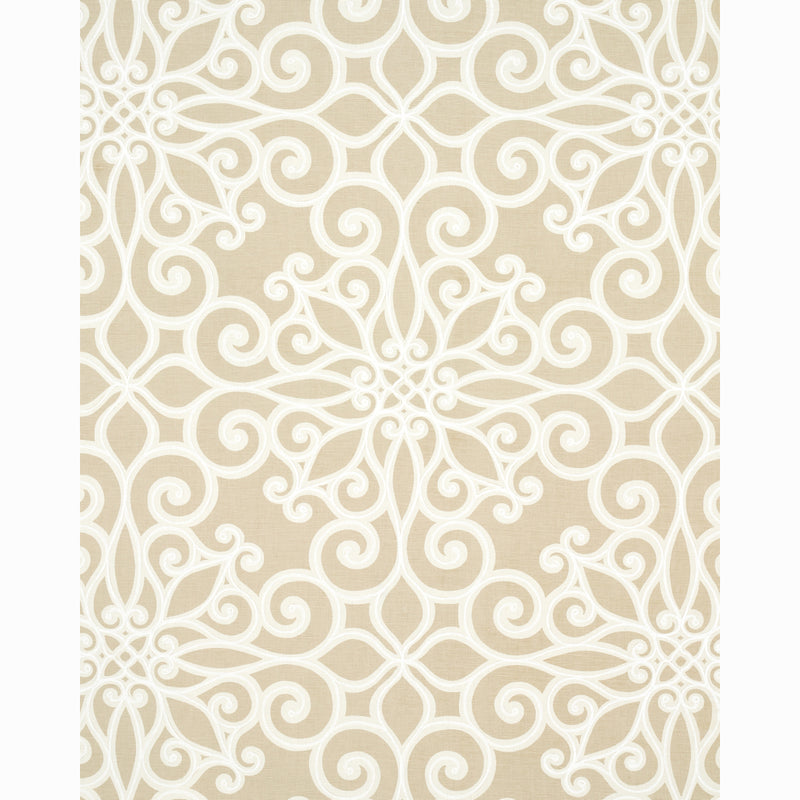 Schumacher Rosegate Embroidered Print FLAX Fabric | Atlanta Fabrics