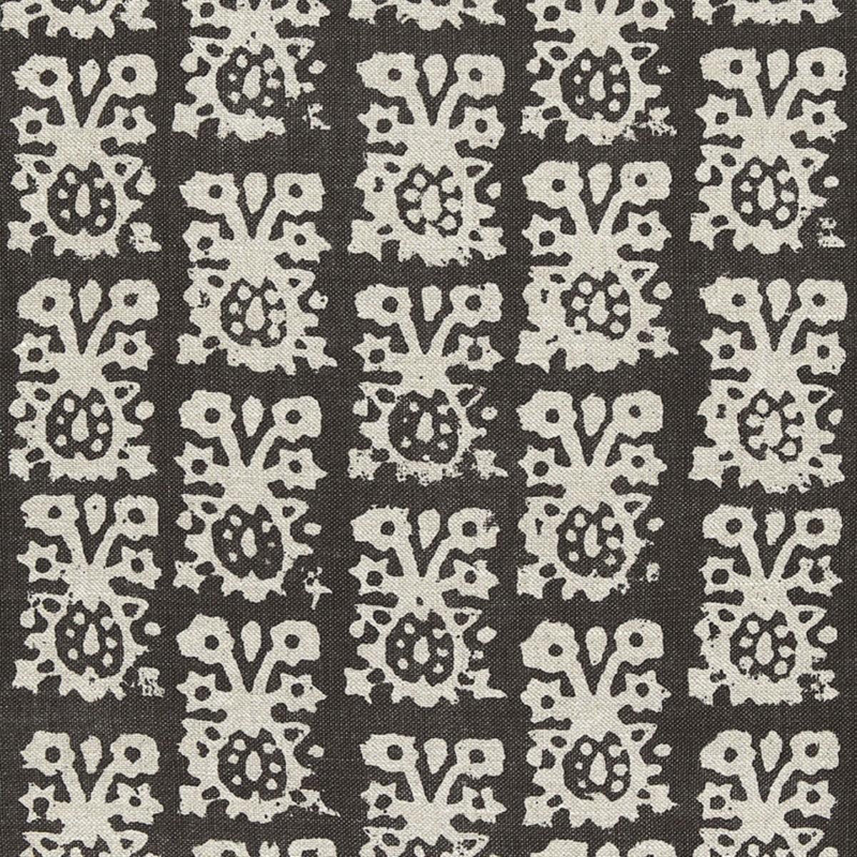 SCHUMACHER JAKARTA LINEN PRINT GRAPHITE FABRIC | Atlanta Fabrics