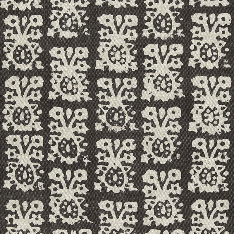SCHUMACHER JAKARTA LINEN PRINT GRAPHITE FABRIC | Atlanta Fabrics