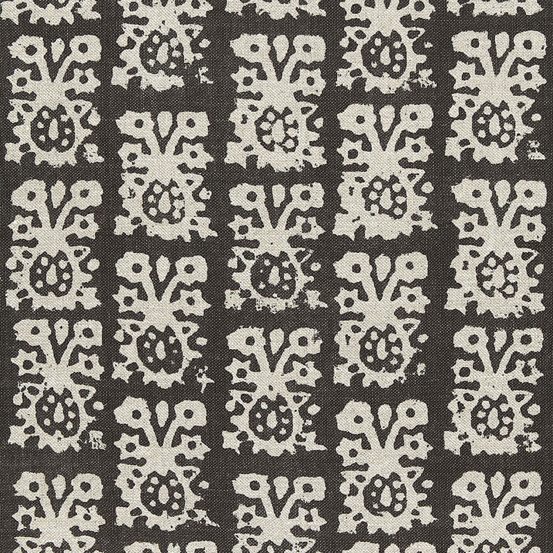 Schumacher JAKARTA LINEN PRINT GRAPHITE Fabric | Atlanta Fabrics