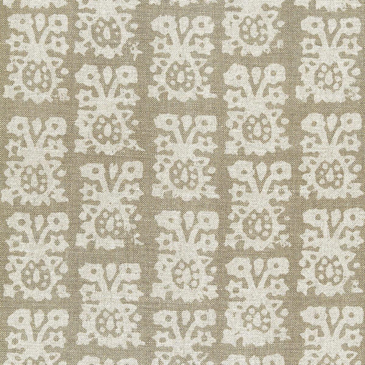 SCHUMACHER JAKARTA LINEN PRINT GREIGE FABRIC | Atlanta Fabrics