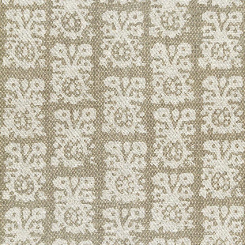 SCHUMACHER JAKARTA LINEN PRINT GREIGE FABRIC | Atlanta Fabrics