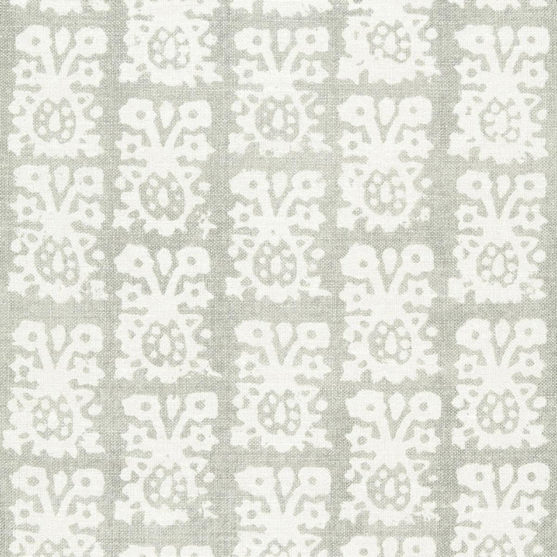 SCHUMACHER JAKARTA LINEN PRINT SLATE FABRIC | Atlanta Fabrics