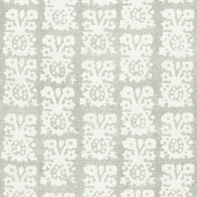 Schumacher JAKARTA LINEN PRINT SLATE Fabric | Atlanta Fabrics