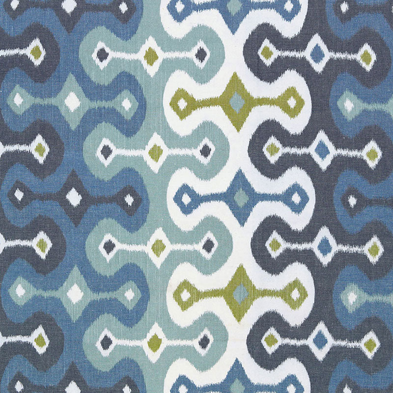 Schumacher DARYA IKAT SKY Fabric | Atlanta Fabrics
