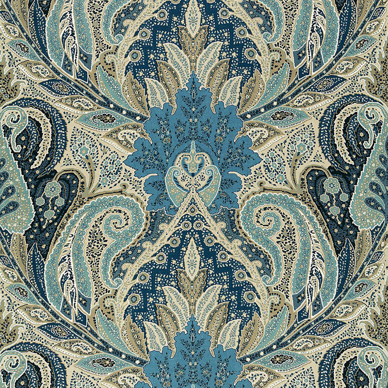 Schumacher CAMBAY PAISLEY PRINT AZURE Fabric | Atlanta Fabrics