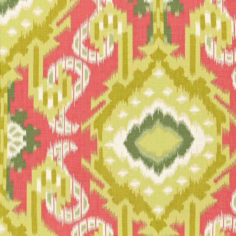Schumacher KIRIBATI IKAT PRINT CORAL Fabric | Atlanta Fabrics