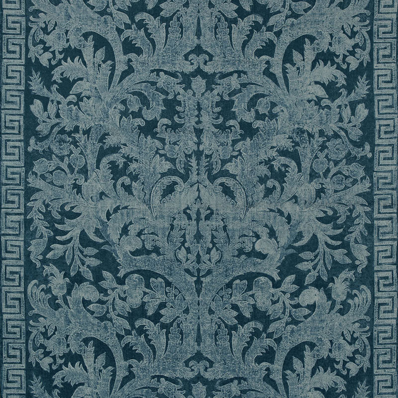 Schumacher CARLOTTA VELVET DAMASK INDIGO Fabric | Atlanta Fabrics