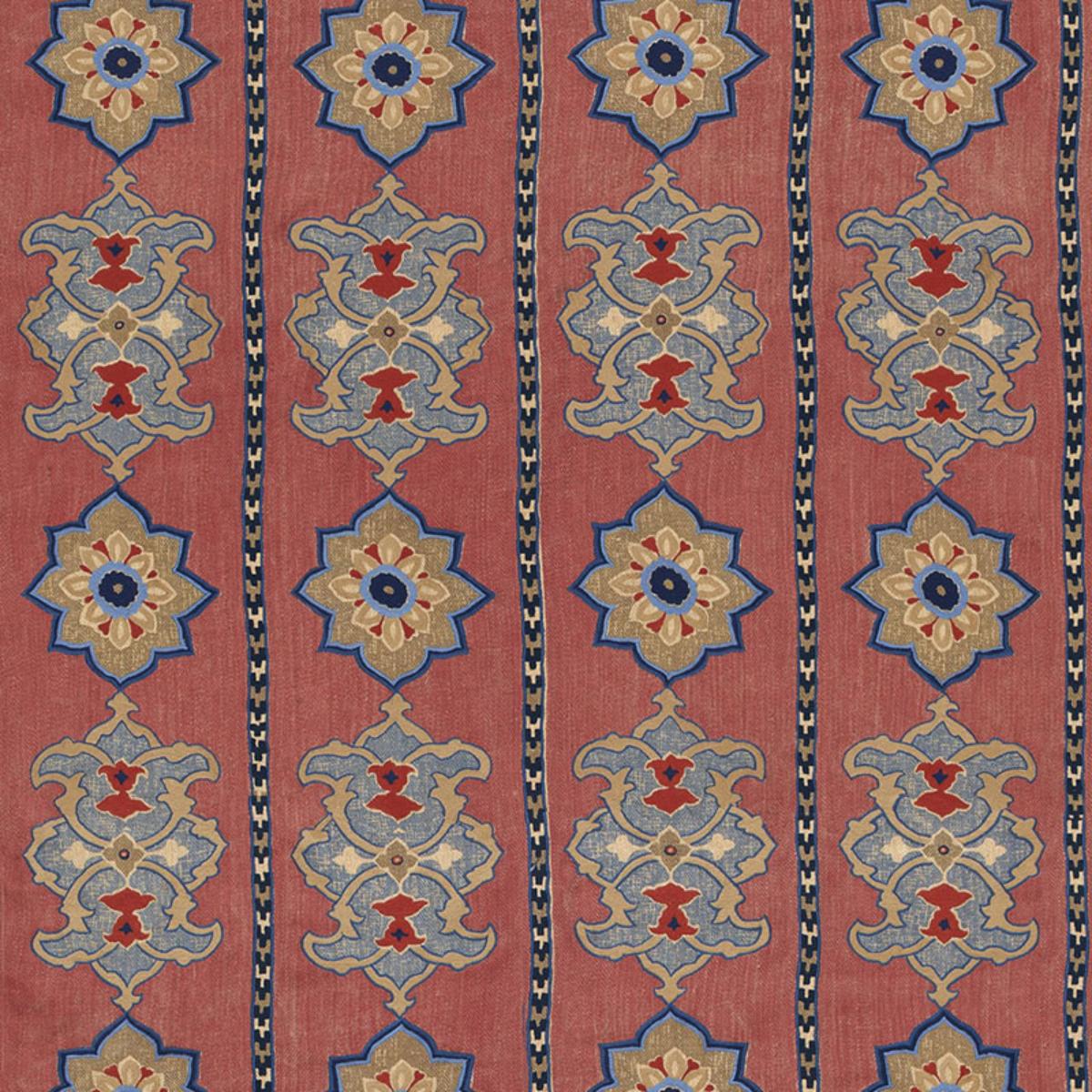SCHUMACHER Temara Hand Embroidered Print POMEGRANATE FABRIC | Atlanta Fabrics
