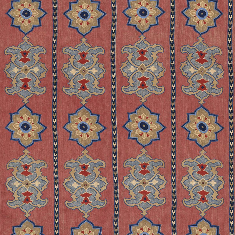 SCHUMACHER Temara Hand Embroidered Print POMEGRANATE FABRIC | Atlanta Fabrics