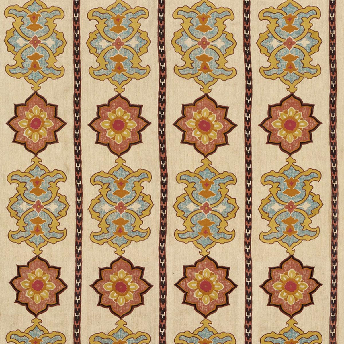 SCHUMACHER TEMARA HAND EMBROIDERED PRINT SPICE FABRIC | Atlanta Fabrics