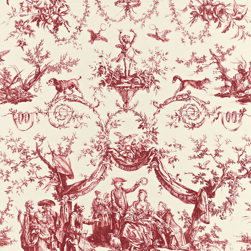 Schumacher LE COURONNEMENT DE LA ROSIERE ROUGE  | Atlanta Fabrics