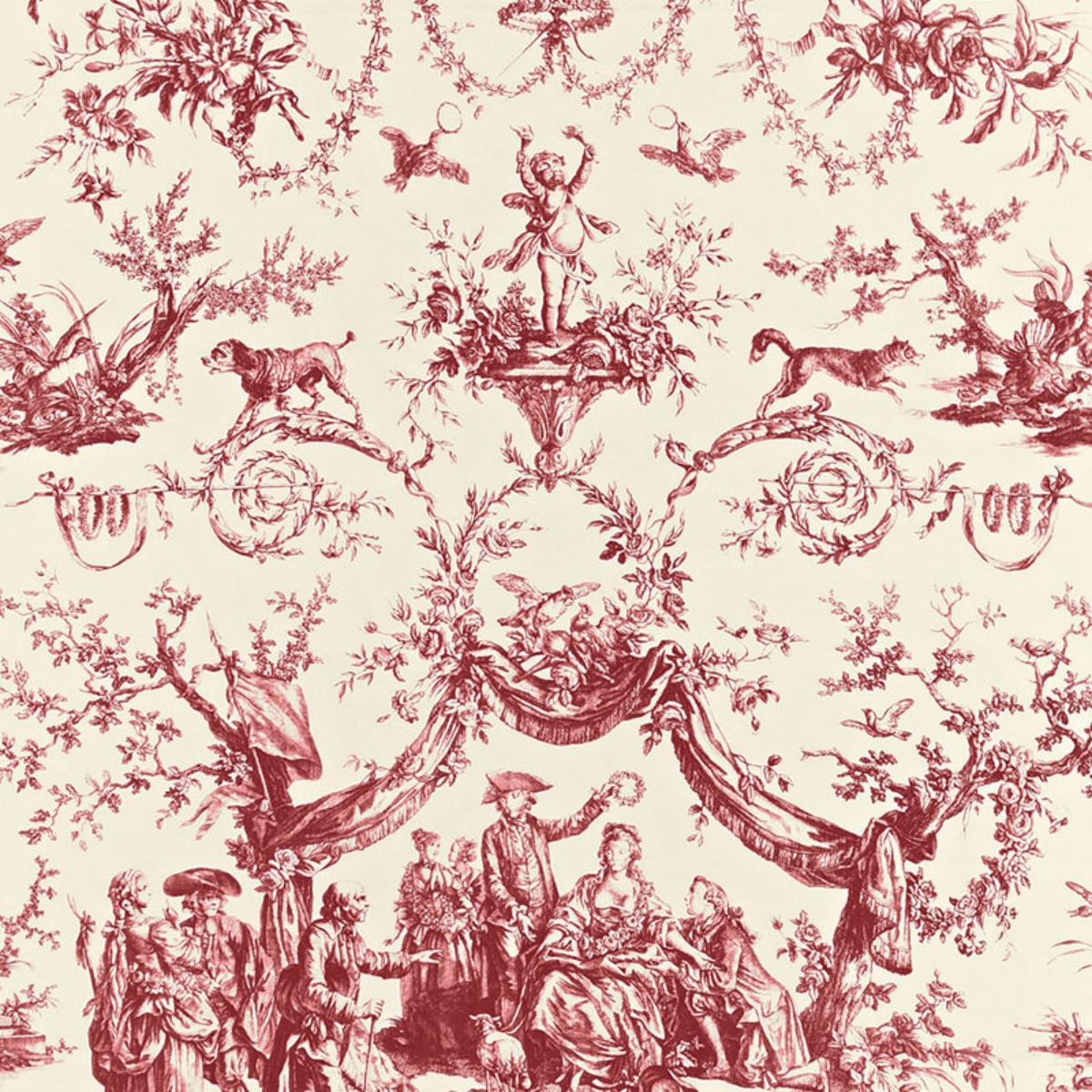 Schumacher LE COURONNEMENT DE LA ROSIERE ROUGE Fabric | Atlanta Fabrics