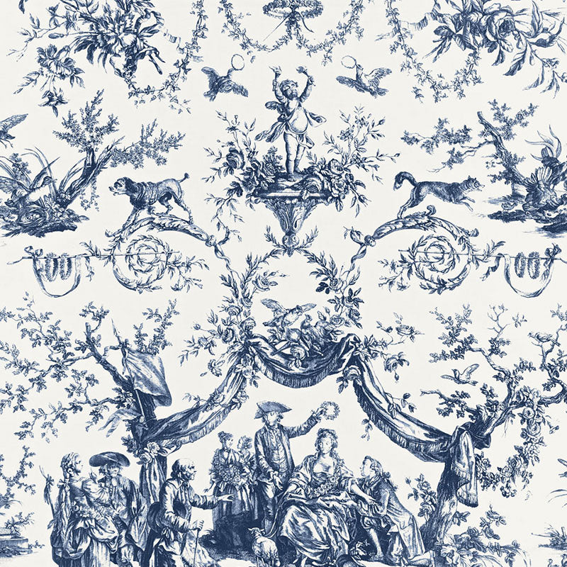 Schumacher LE COURONNEMENT DE LA ROSIERE BLEU Fabric | Atlanta Fabrics