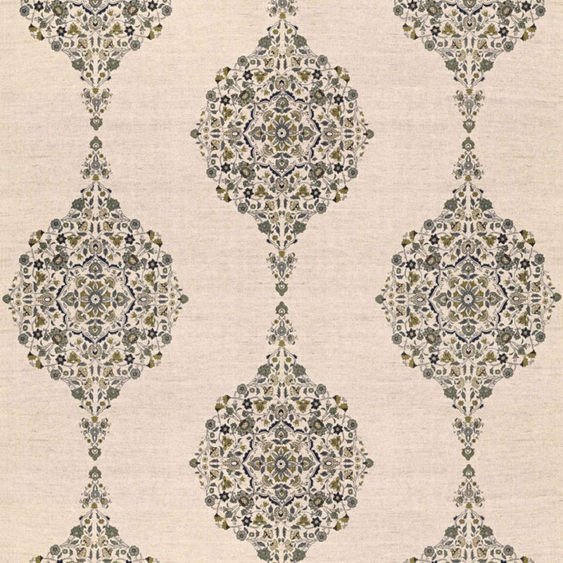 SCHUMACHER MEHNDI LINEN PRINT SMOKE FABRIC | Atlanta Fabrics