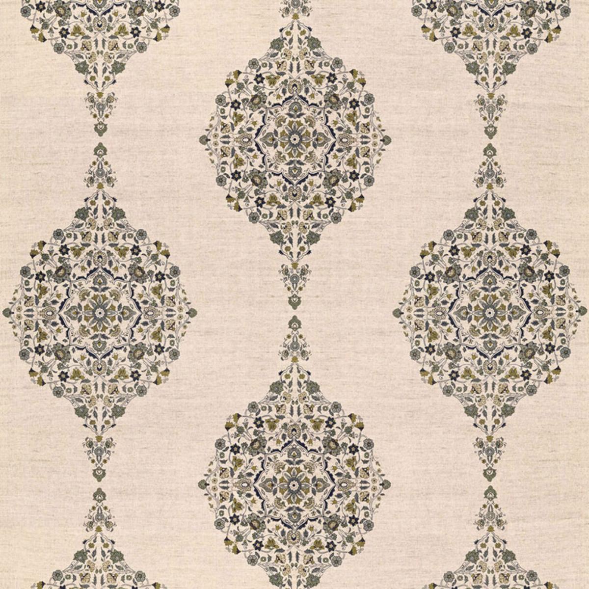 Schumacher MEHNDI LINEN PRINT SMOKE Fabric | Atlanta Fabrics