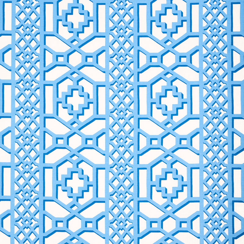 Schumacher ZANZIBAR TRELLIS BLUE Fabric | Atlanta Fabrics