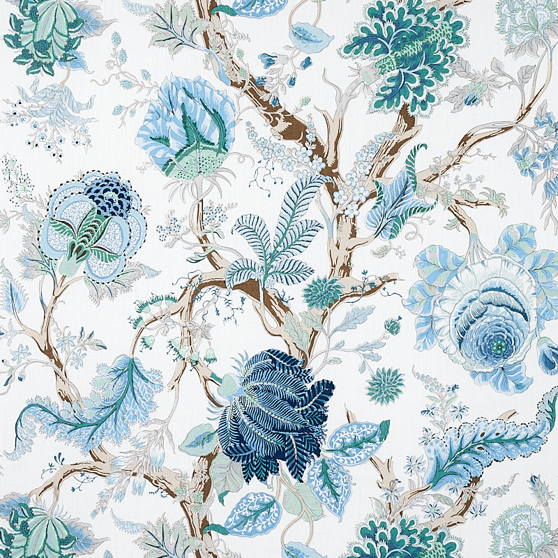 Schumacher INDIAN ARBRE PEACOCK & EMERALD Fabric | Atlanta Fabrics