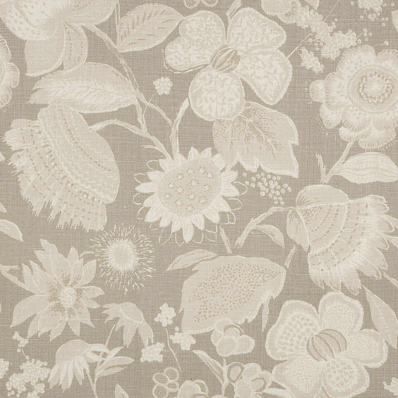 Schumacher TIKKI GARDEN LINEN SEA OYSTER  | Atlanta Fabrics
