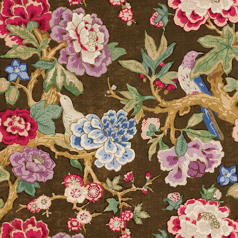 Schumacher BERMUDA BLOSSOMS COCOA Fabric | Atlanta Fabrics