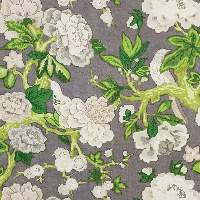 Schumacher BERMUDA BLOSSOMS SLATE Fabric | Atlanta Fabrics