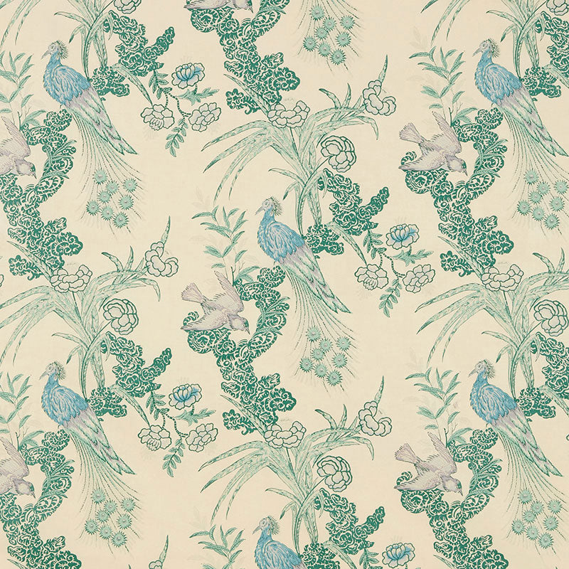 Schumacher PEACOCK CREAM  | Atlanta Fabrics