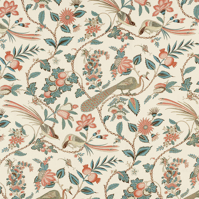 Schumacher CAMPAGNE PEACOCK & ROUGE Fabric | Atlanta Fabrics