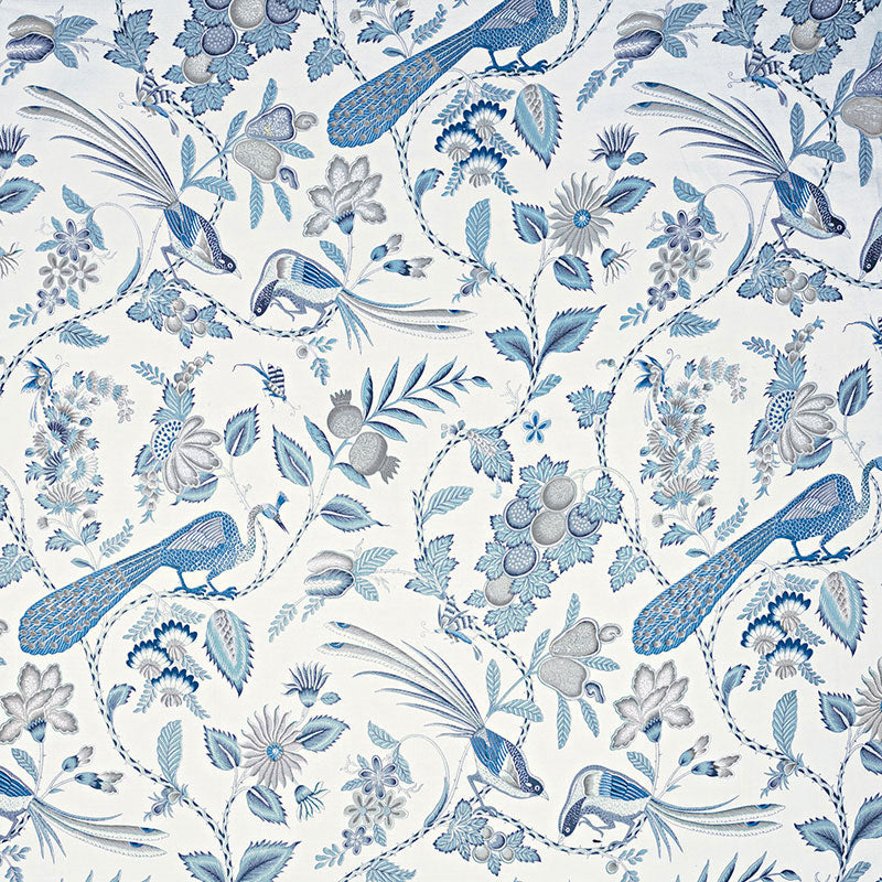 Schumacher CAMPAGNE BLEU & GRIS Fabric | Atlanta Fabrics