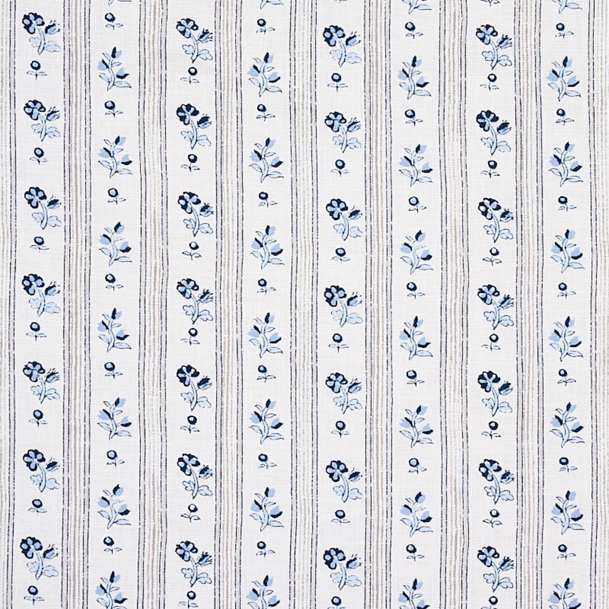 SCHUMACHER CABANON STRIPE BLEU FABRIC | Atlanta Fabrics