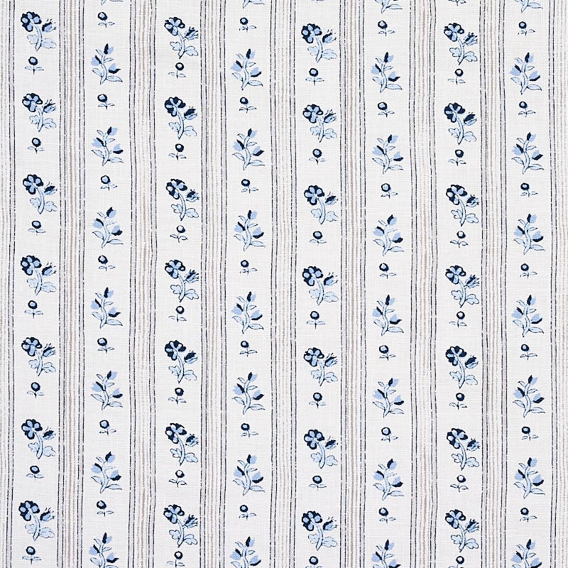 SCHUMACHER CABANON STRIPE BLEU FABRIC | Atlanta Fabrics