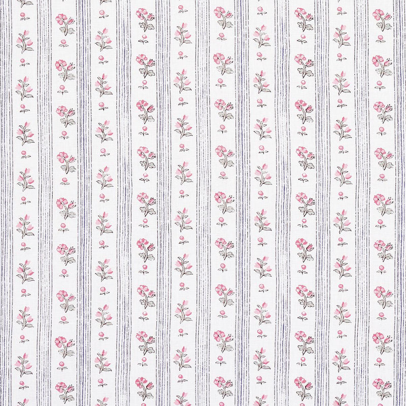 SCHUMACHER CABANON STRIPE ROSE FABRIC | Atlanta Fabrics