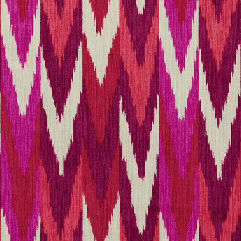 Schumacher KASHGAR VELVET IKAT RUBY & PLUM Fabric | Atlanta Fabrics