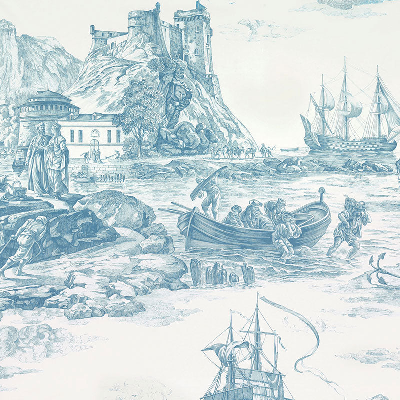 Schumacher MARINE TOILE DELFT Fabric | Atlanta Fabrics