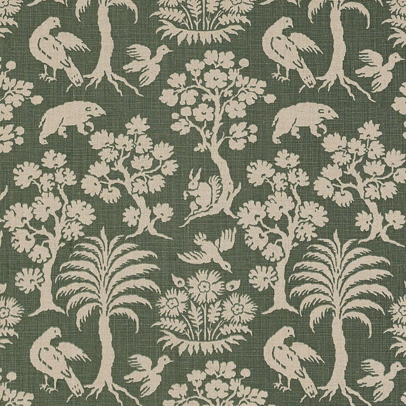 Schumacher WOODLAND SILHOUETTE MOSS Fabric | Atlanta Fabrics