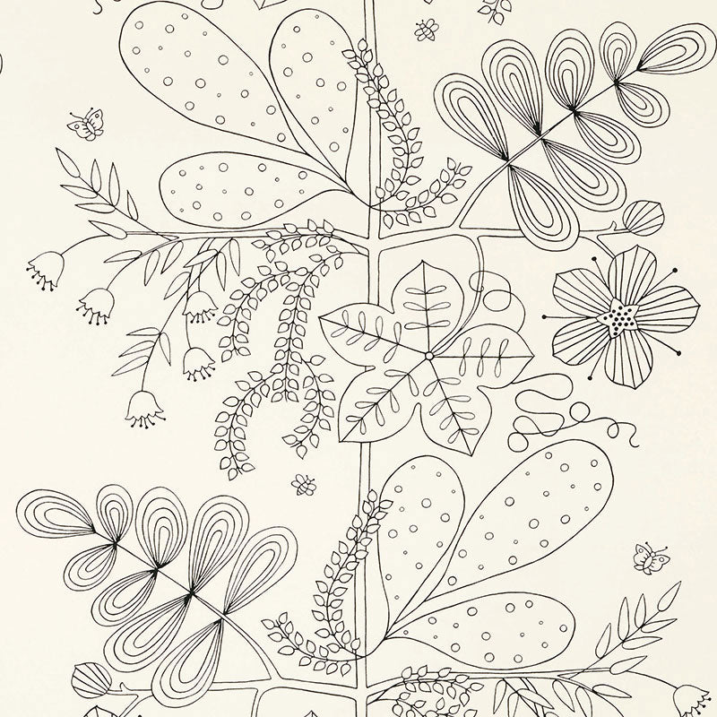 Schumacher BLOMMEN PRINT BLACK Fabric | Atlanta Fabrics