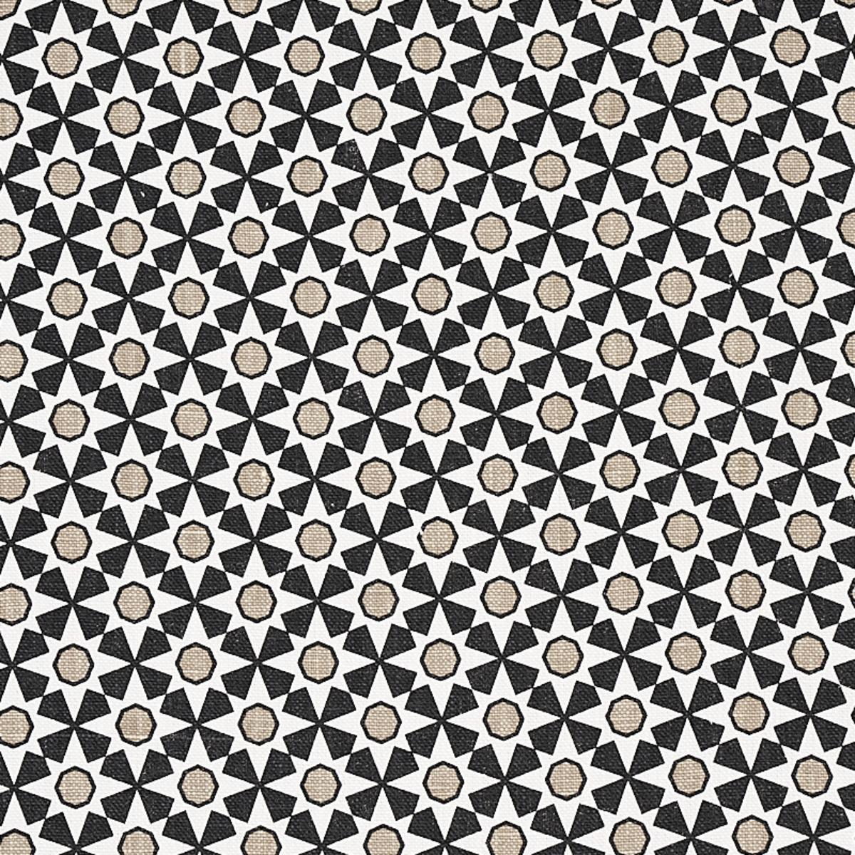 SCHUMACHER SERENDIPITY BLACK & TAUPE FABRIC | Atlanta Fabrics
